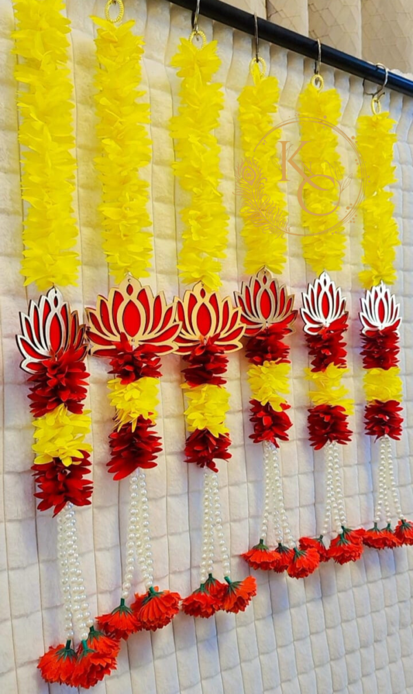 Lotus Pearl Gajra Hanging – Set of 6 (2 Feet Each) - Image 3