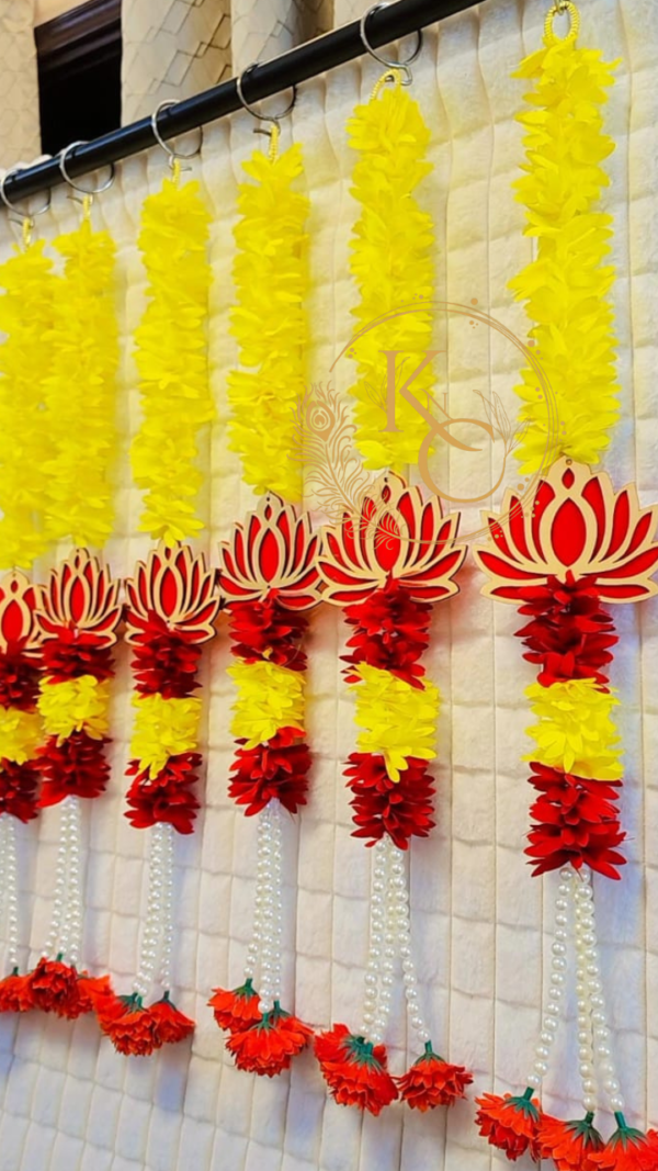Lotus Pearl Gajra Hanging – Set of 6 (2 Feet Each) - Image 2