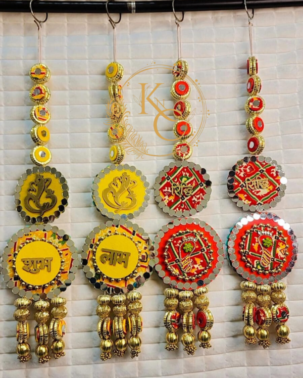 Reversible Shubh Labh & Ridhi Sidhi Decorative Hanging – With Ganesh Ji & Laxmi Charan - Image 4