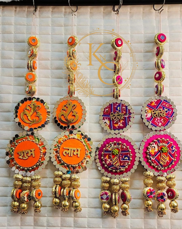 Reversible Shubh Labh & Ridhi Sidhi Decorative Hanging – With Ganesh Ji & Laxmi Charan