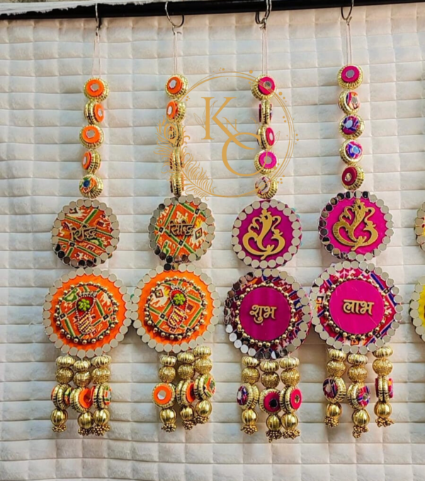 Reversible Shubh Labh & Ridhi Sidhi Decorative Hanging – With Ganesh Ji & Laxmi Charan - Image 3