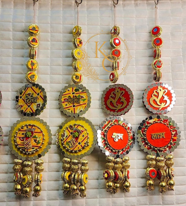 Reversible Shubh Labh & Ridhi Sidhi Decorative Hanging – With Ganesh Ji & Laxmi Charan - Image 2